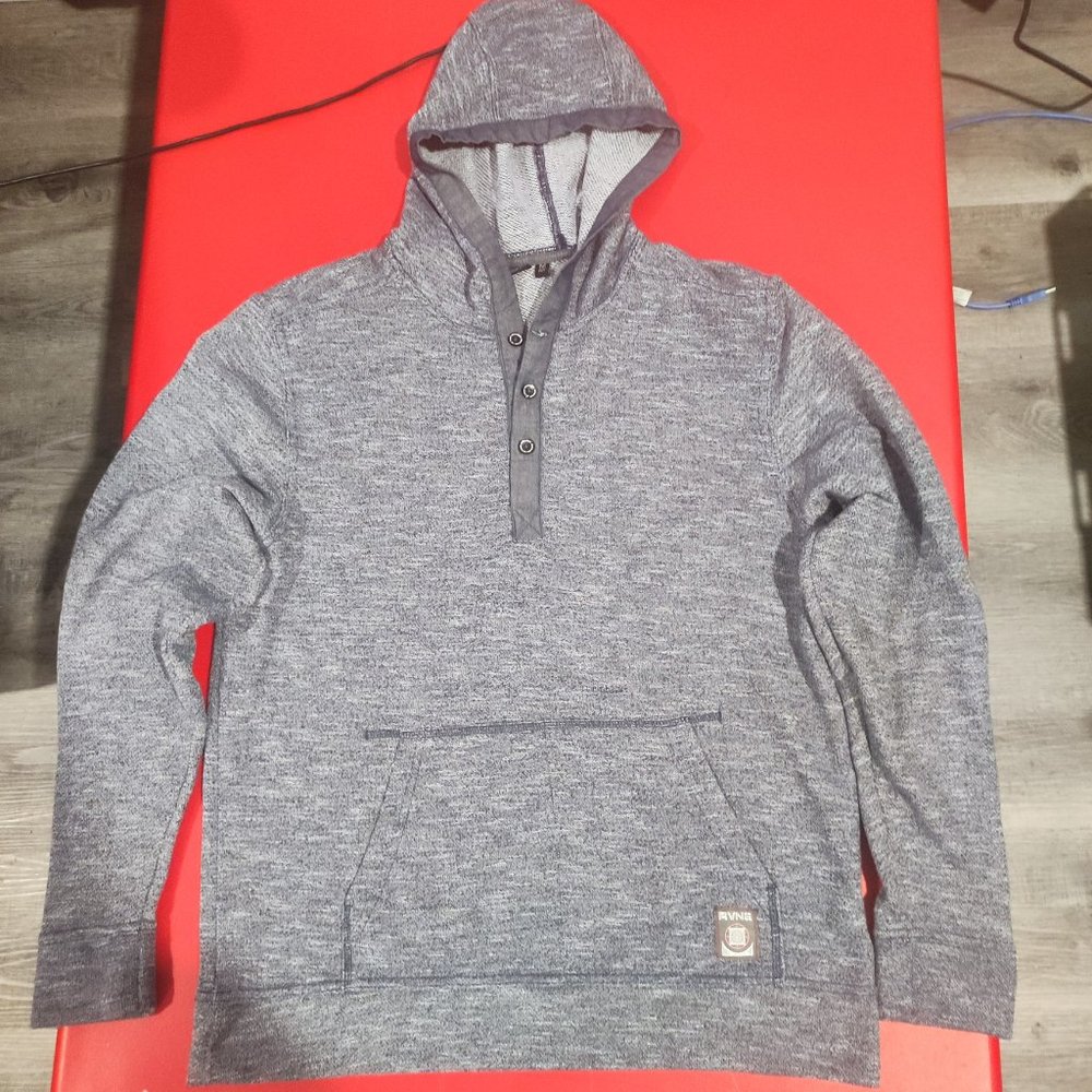 Burnside blue 1/4 button up hoodie with kangaroo pocket men's size M
